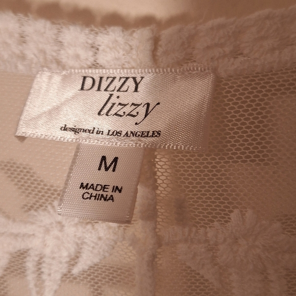 Dizzy Lizzy White Lace Romantic Sheer Embroidered Floral Duster Medium - Picture 5 of 6